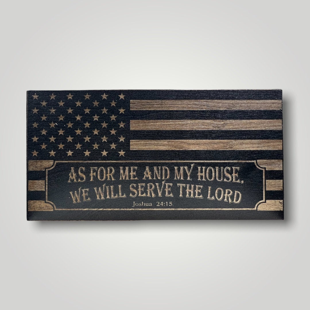 As For Me and My House Wooden Desktop Flag