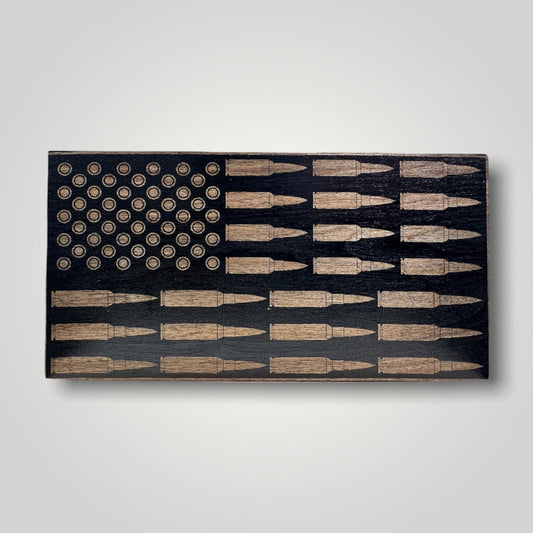 Bullets Wooden Desktop Flag