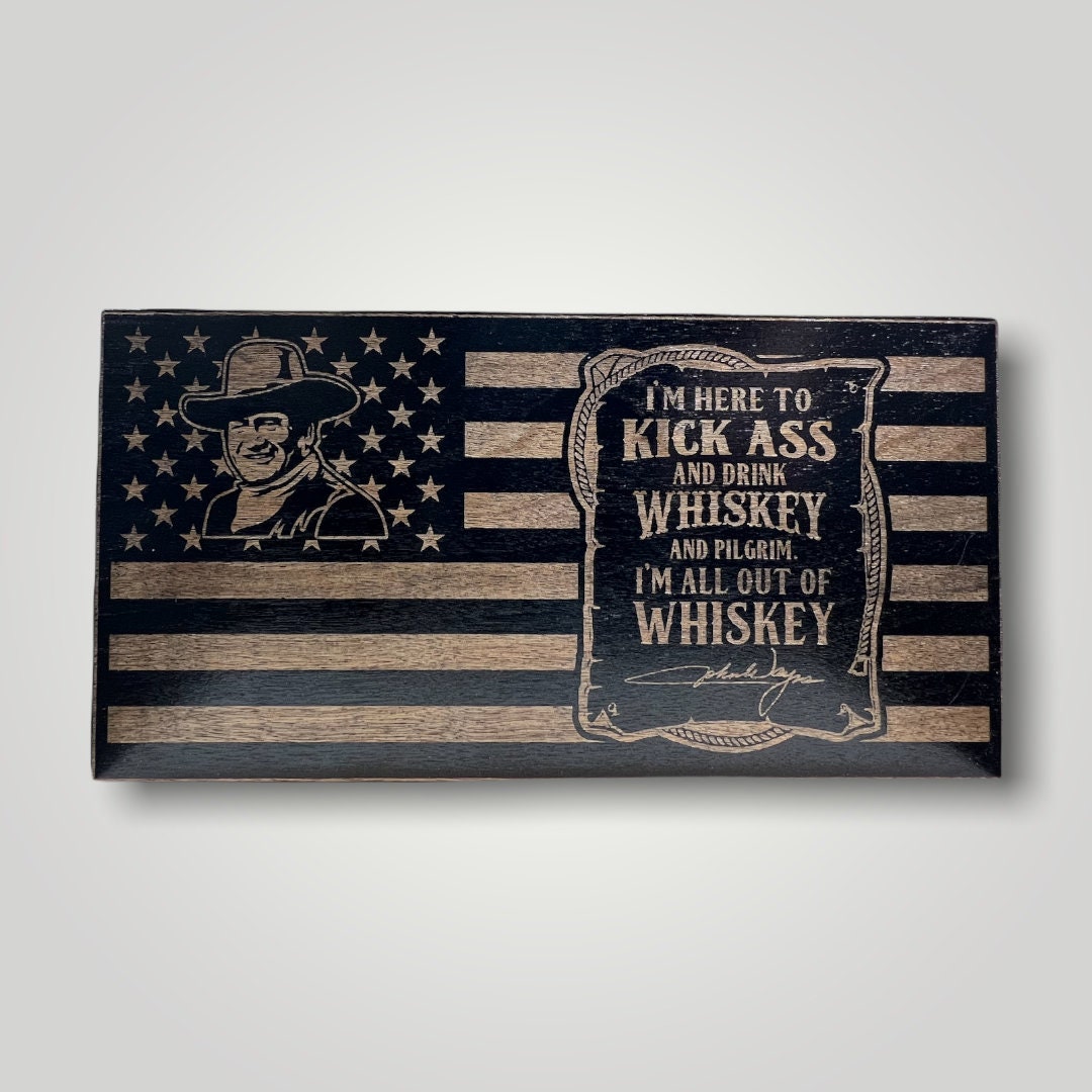 John Wayne Wooden Desktop Flag