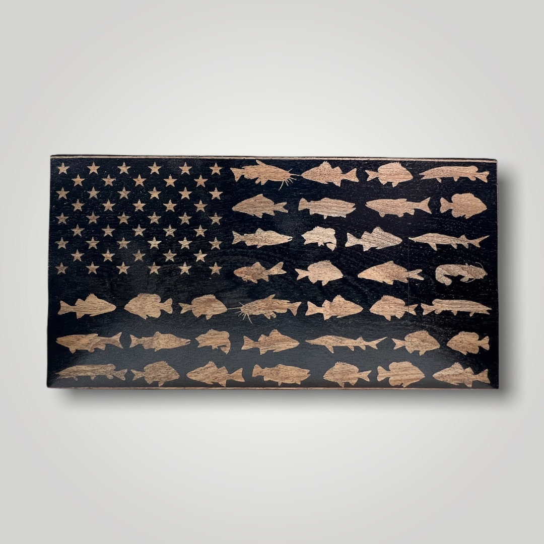 Fish 50 star Wooden Desktop Flag
