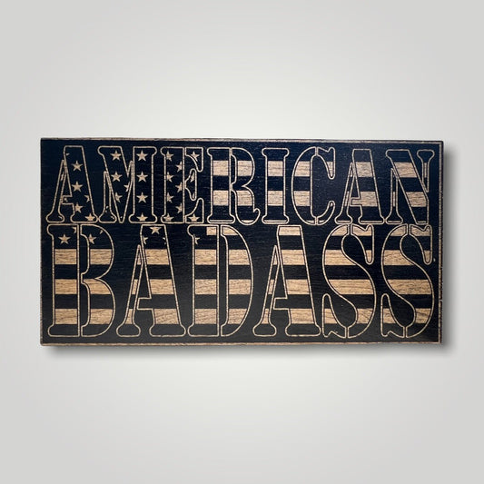 American Badass Wooden Desktop Flag