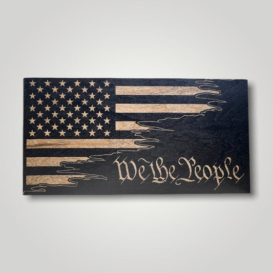Split We The People Wooden Desktop Flag