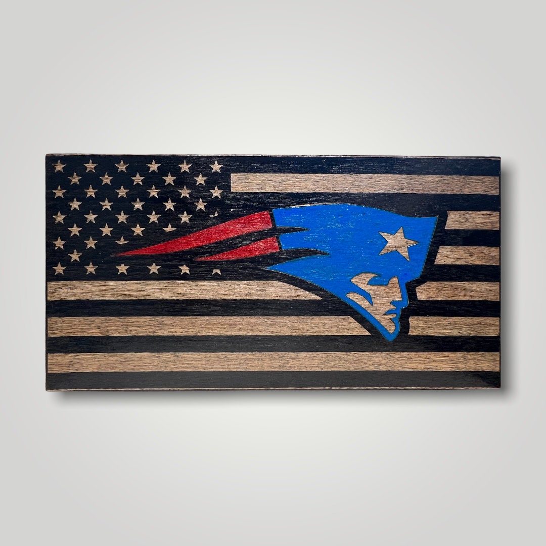 New England Patriots Wooden Desktop Flag