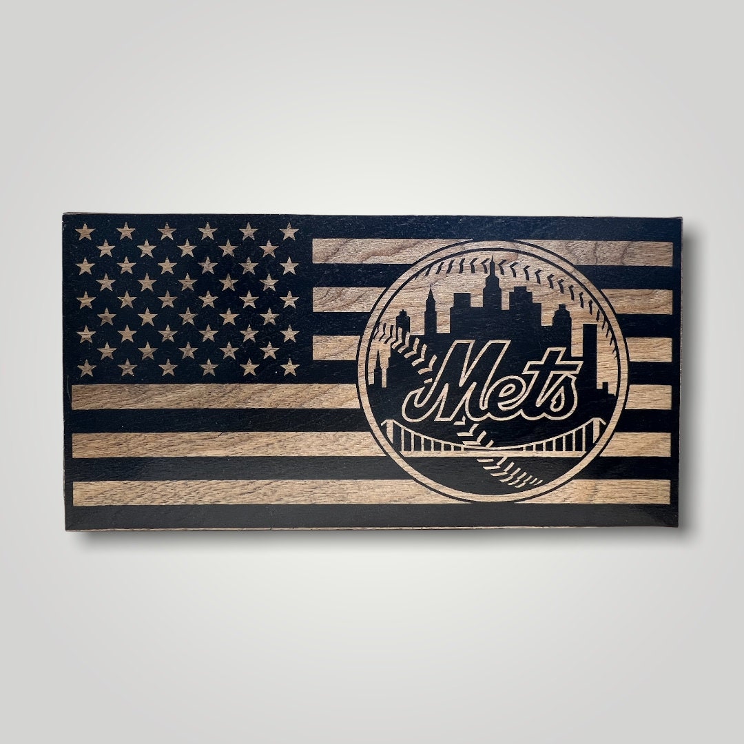 New York Mets Wooden Desktop Flag