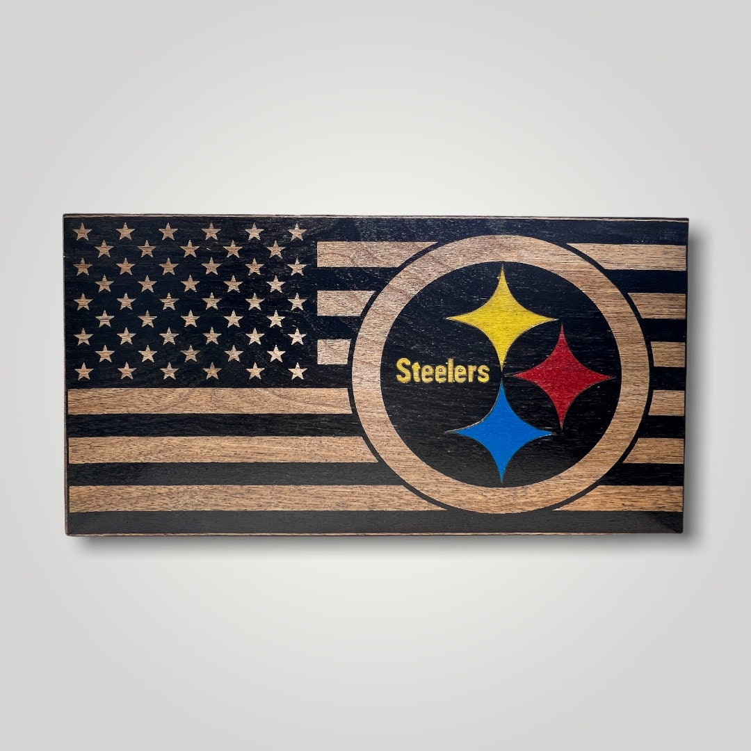 Pittsburgh Steelers Wooden Desktop Flag