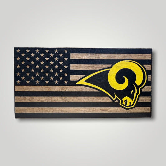 LA Rams Wooden Desktop Flag