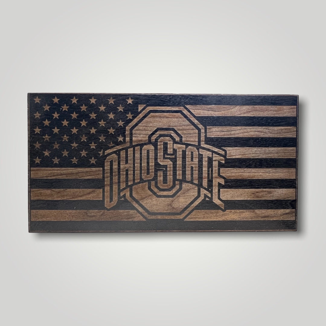 Ohio State Wooden Desktop Flag