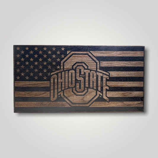 Ohio State Wooden Desktop Flag