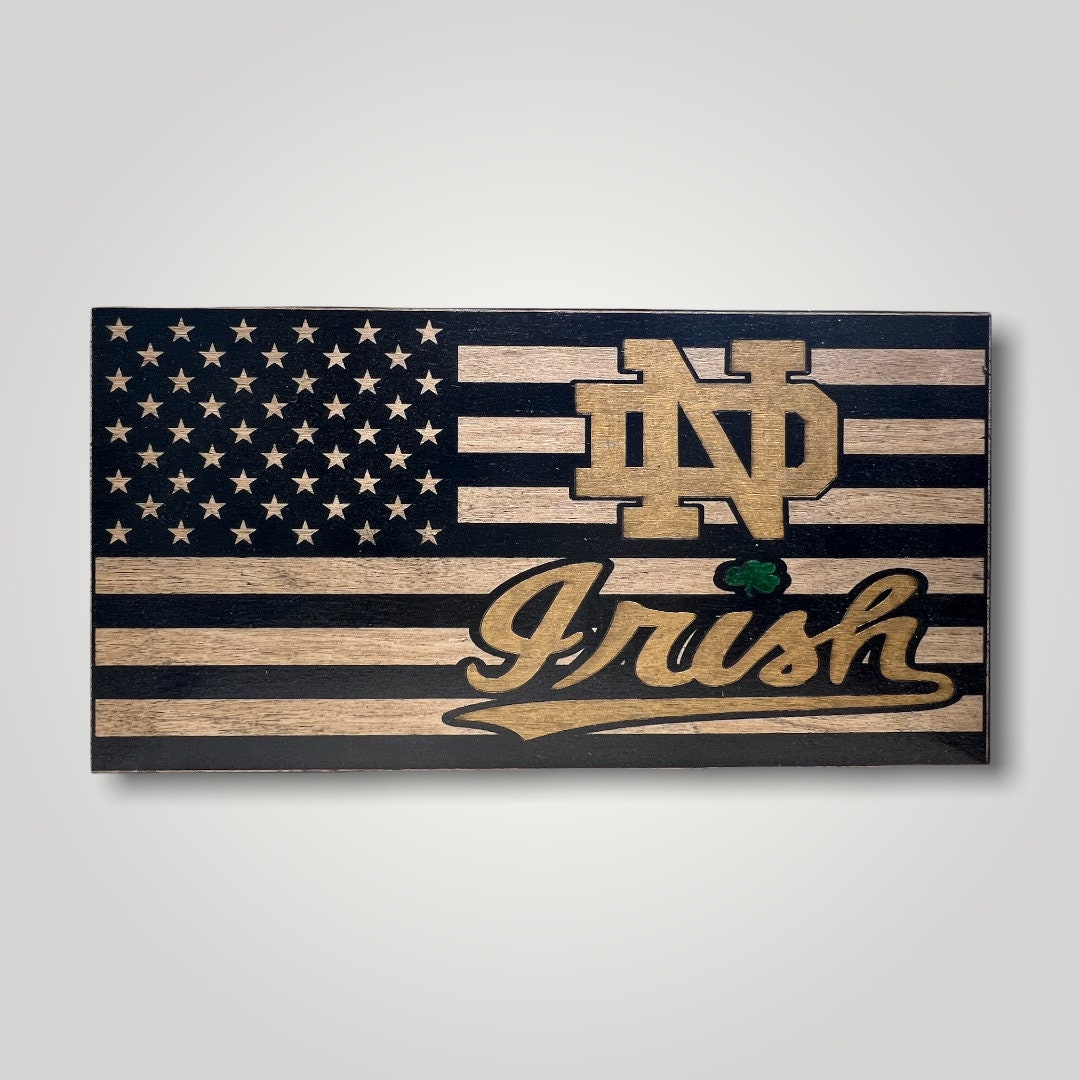 Notre Dame Fighting Irish Wooden Desktop Flag