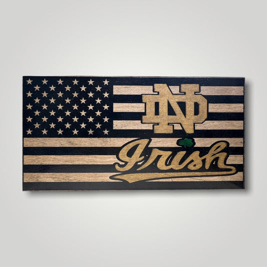 Notre Dame Fighting Irish Wooden Desktop Flag