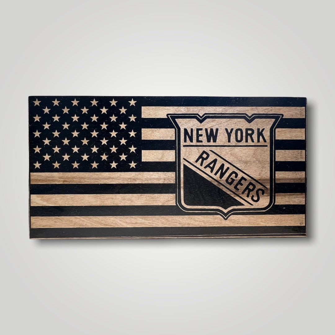 New York Rangers Wooden Desktop Flag