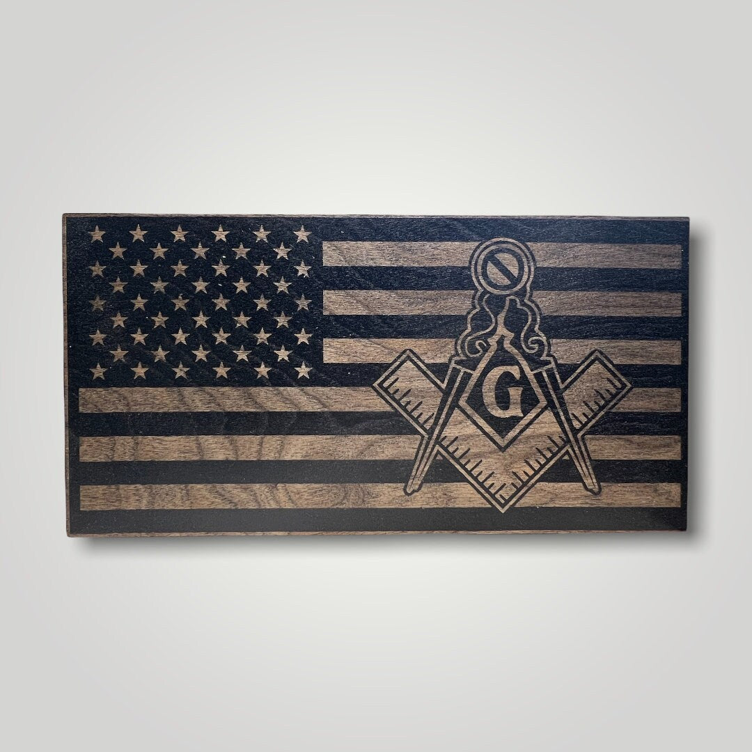 Free Mason Wooden Desktop Flag